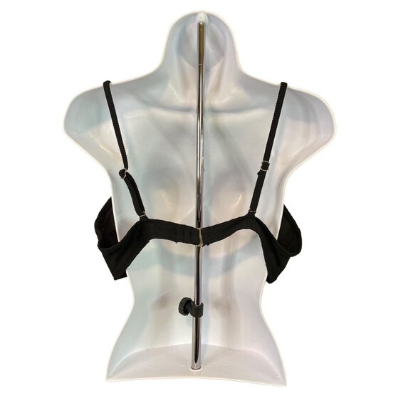 Black Textured Adjustable Bikini Top Tie Front Spaghetti Straps Goth - Picture 2 of 4